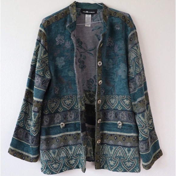 SOLD xx Vintage Sag Harbor Tapestry Button Up Coat - Picture 5 of 8